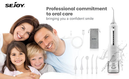 SEJOY Dental Oral Irrigator Water Flosser USB Rechargeable,5 Working Modes,5 Nozzles, 270ml Tank,Water Floss Teeth Pick