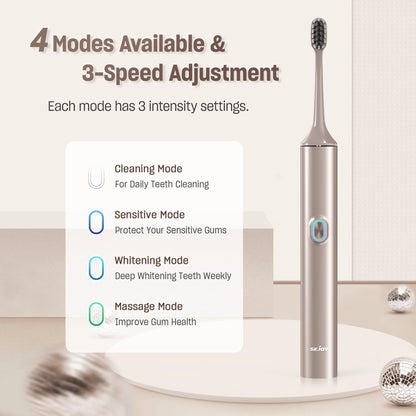 Sejoy T512 Electric Toothbrush for Adults with 4 Brush Heads Ultrasonic Tooth brush 4 Modes Rechargeable Waterproof