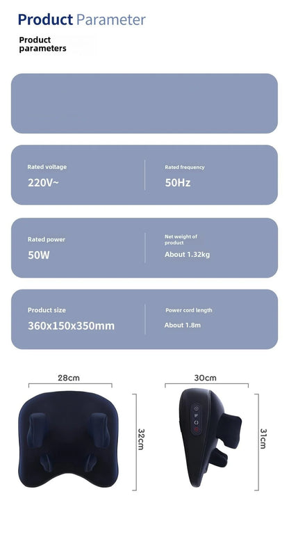 Trapezius Massage Pillow Wireless Electric Car Home Massager Heating Waist Neck Leg Cervical Shiatsu Kneading Rechargeable