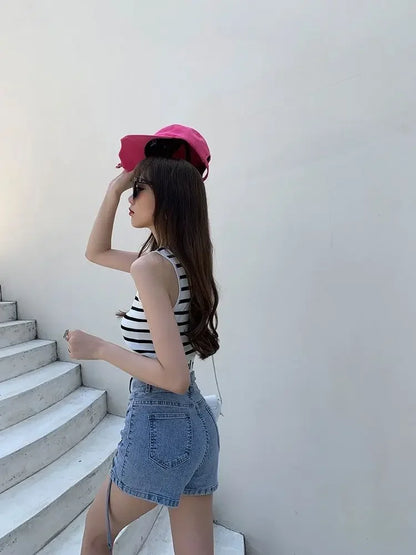 Skinny Denim Shorts For Women Jorts High Waist Tight Booty Short Jean Pants Woman Wholesale Outdoor Luxury Aesthetic Comfy Flowy