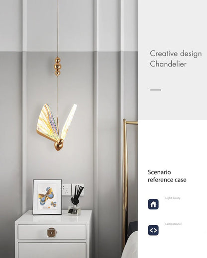 Nordic Colorful Butterfly LED Pendant Lamps for Home Bedroom Living Room Indoor Golden LED Suspened Hanging Chandelier Lighting