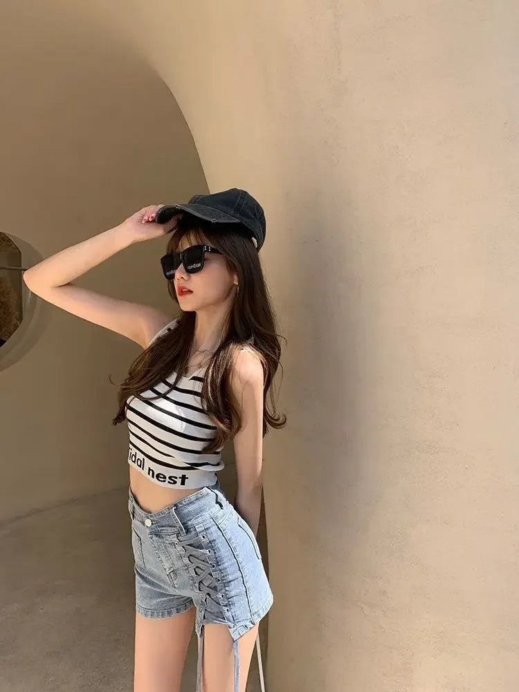 Skinny Denim Shorts For Women Jorts High Waist Tight Booty Short Jean Pants Woman Wholesale Outdoor Luxury Aesthetic Comfy Flowy