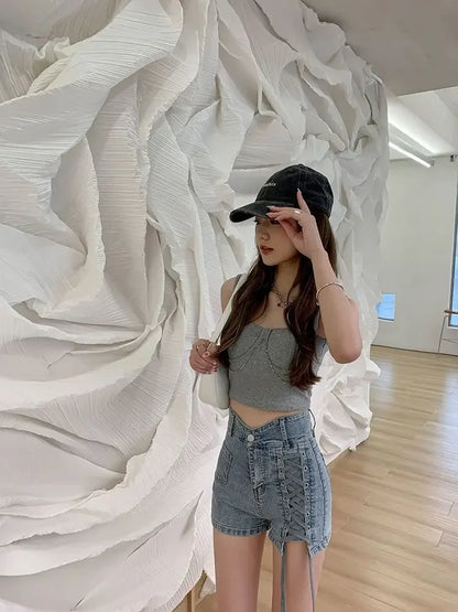 Skinny Denim Shorts For Women Jorts High Waist Tight Booty Short Jean Pants Woman Wholesale Outdoor Luxury Aesthetic Comfy Flowy